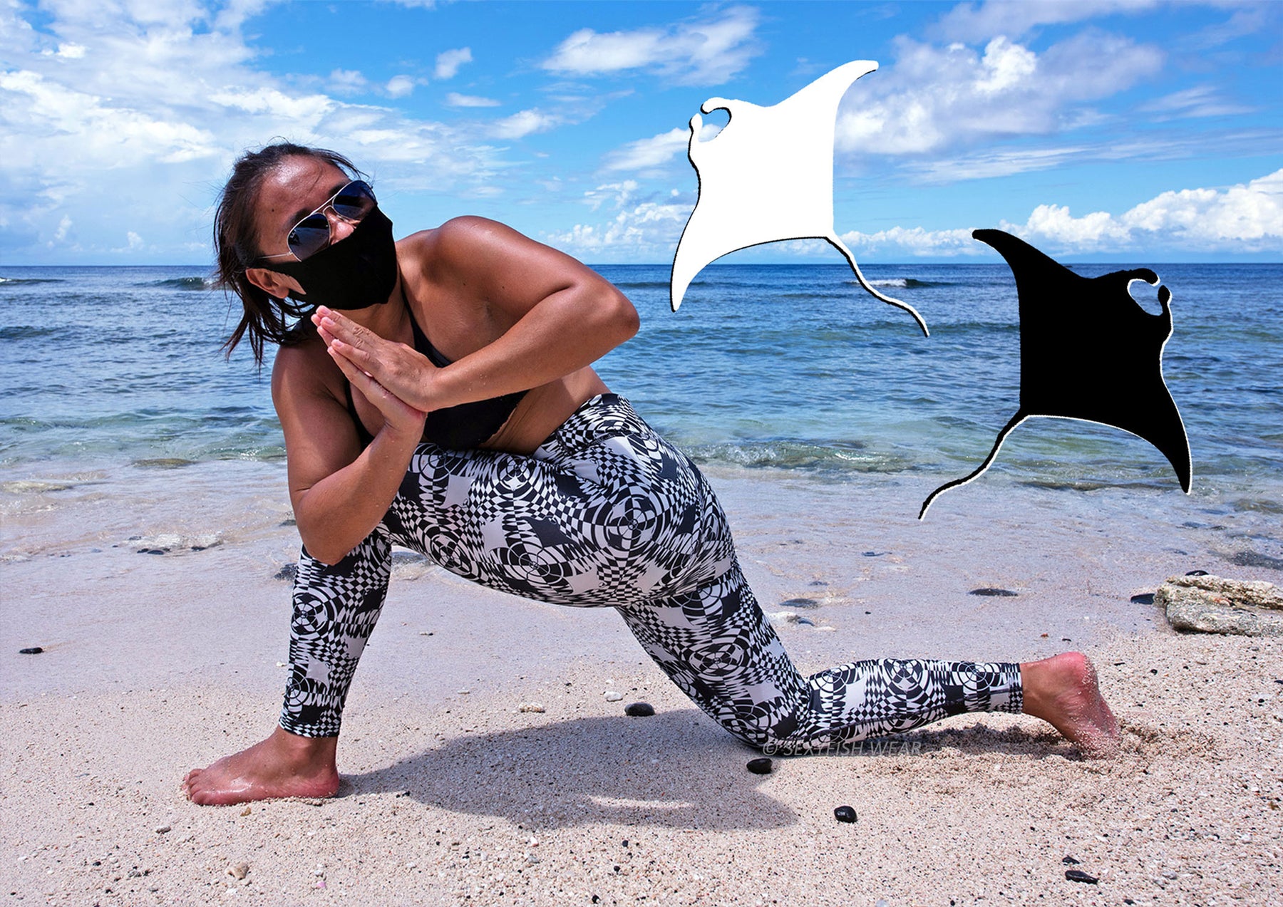 SEXYFISH WEAR 海洋時尚緊身褲 鬼蝠魟 Manta Ray Leggings