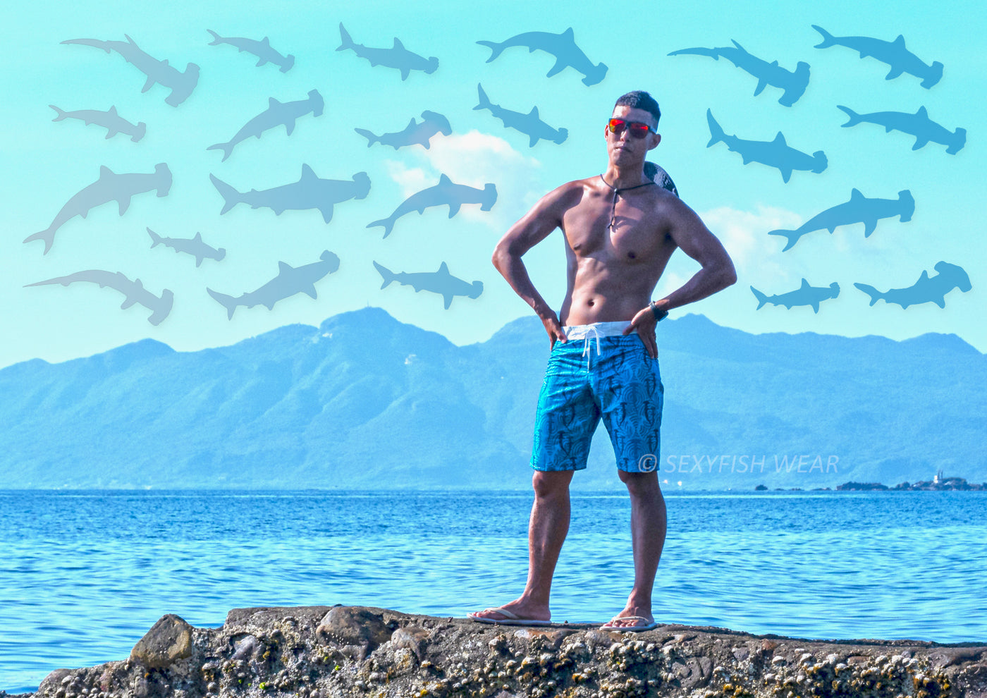 【海洋時尚男短褲】錘頭鯊 Hammerhead Shark Men Shorts
